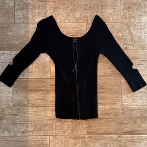 Guess Black Ribbed  zipper Knit sweater